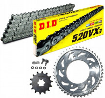 Комплект цепи и звезд для Kawasaki ER-6N ER-6F 06-12, Kawasaki KLE 650 Versys 07-12 VX3